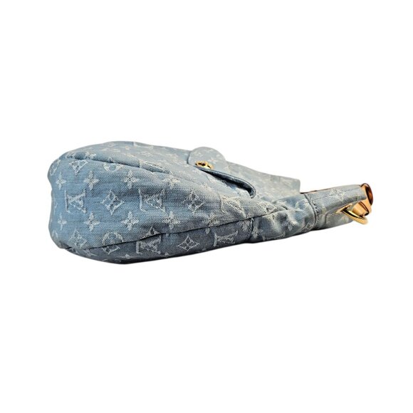 LOUIS VUITTON Daily GM Denim Leather Shoulder Bag Hobo Blue Clair Monogram LV - Picture 5 of 16